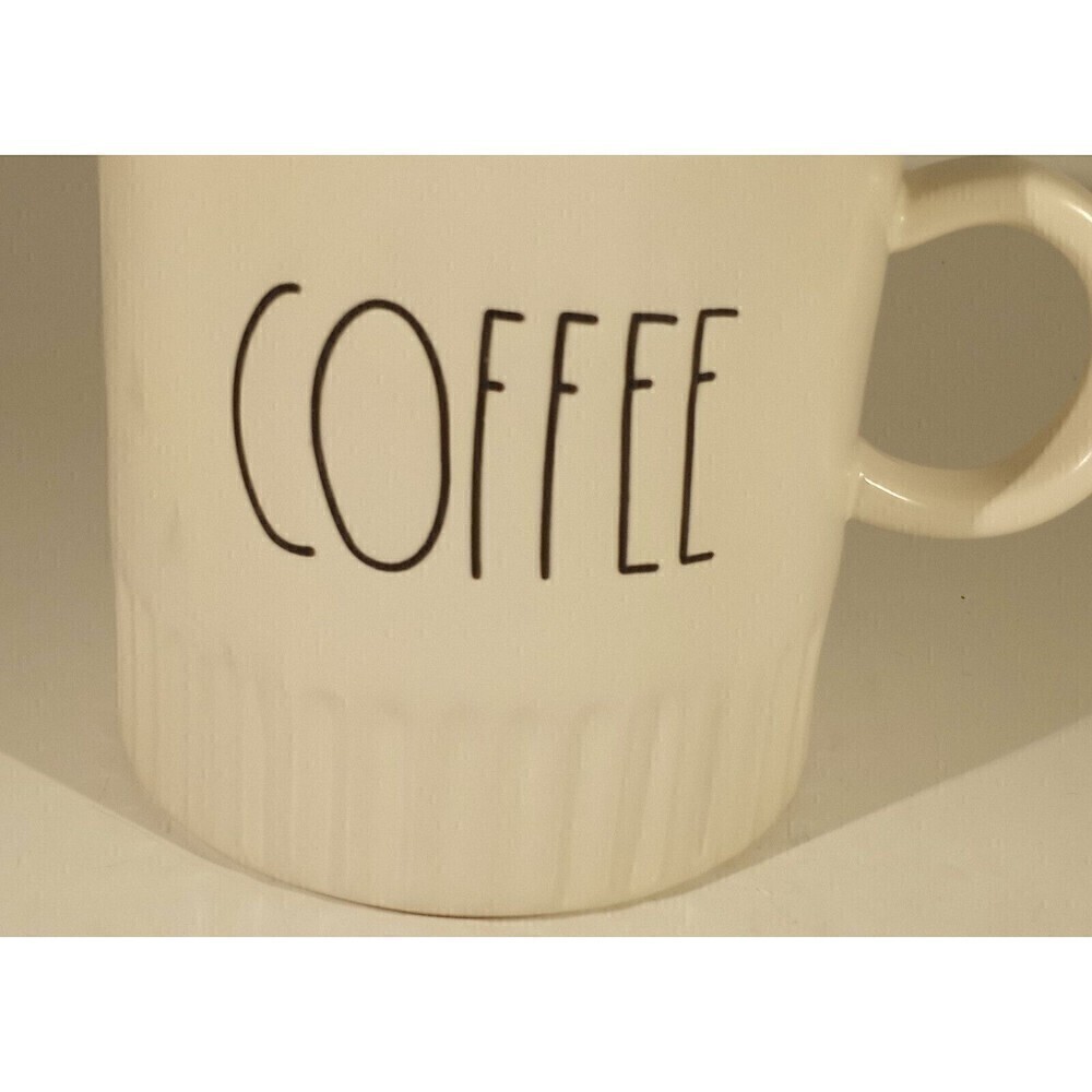 Rae Dunn COFFEE Mug LL Magenta Artisan Large Embossed Ribbed Script White - Picture 3 of 6